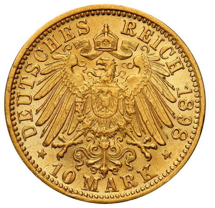 Niemcy. Baden. Fryderyk I 10 marek 1898 G, Baden - PIĘKNE
